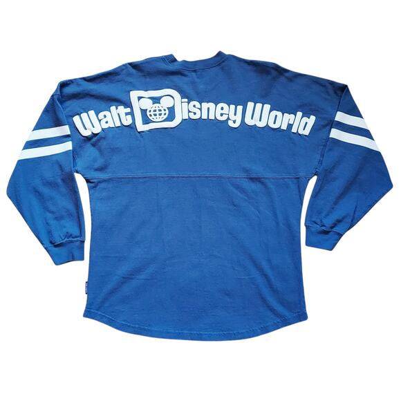 Disney Parks Spirit Jersey Walt Disney World Spell Out Blue Gray Pullover Sz S - Picture 9 of 9